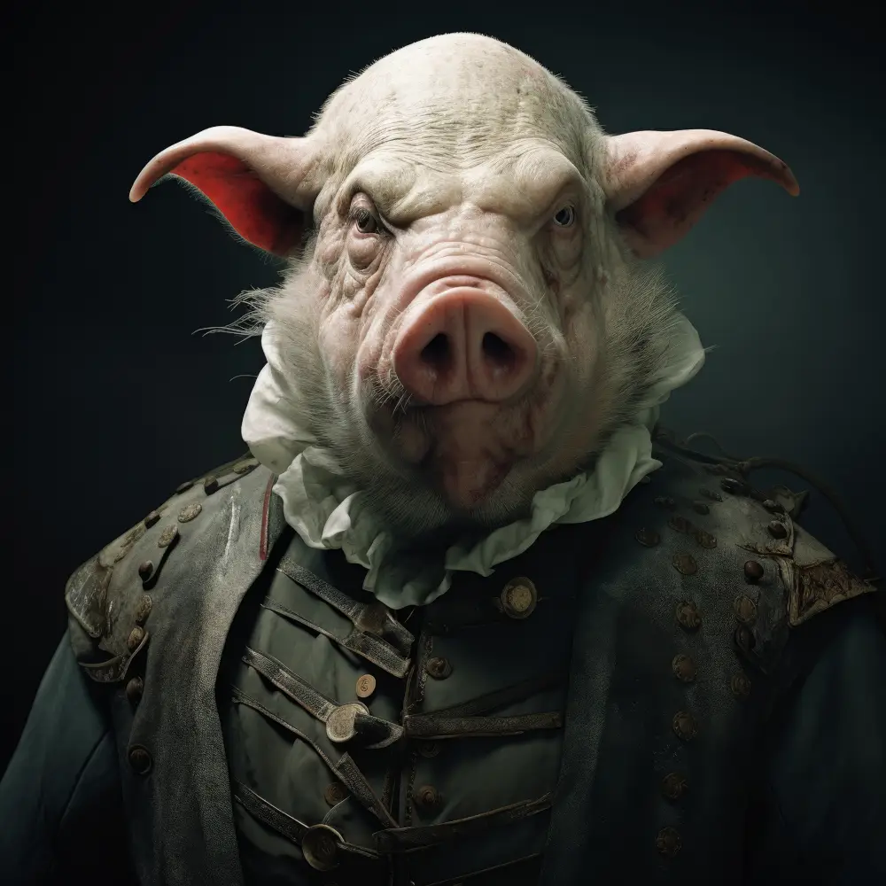 a pig dressed up with nowhere to go